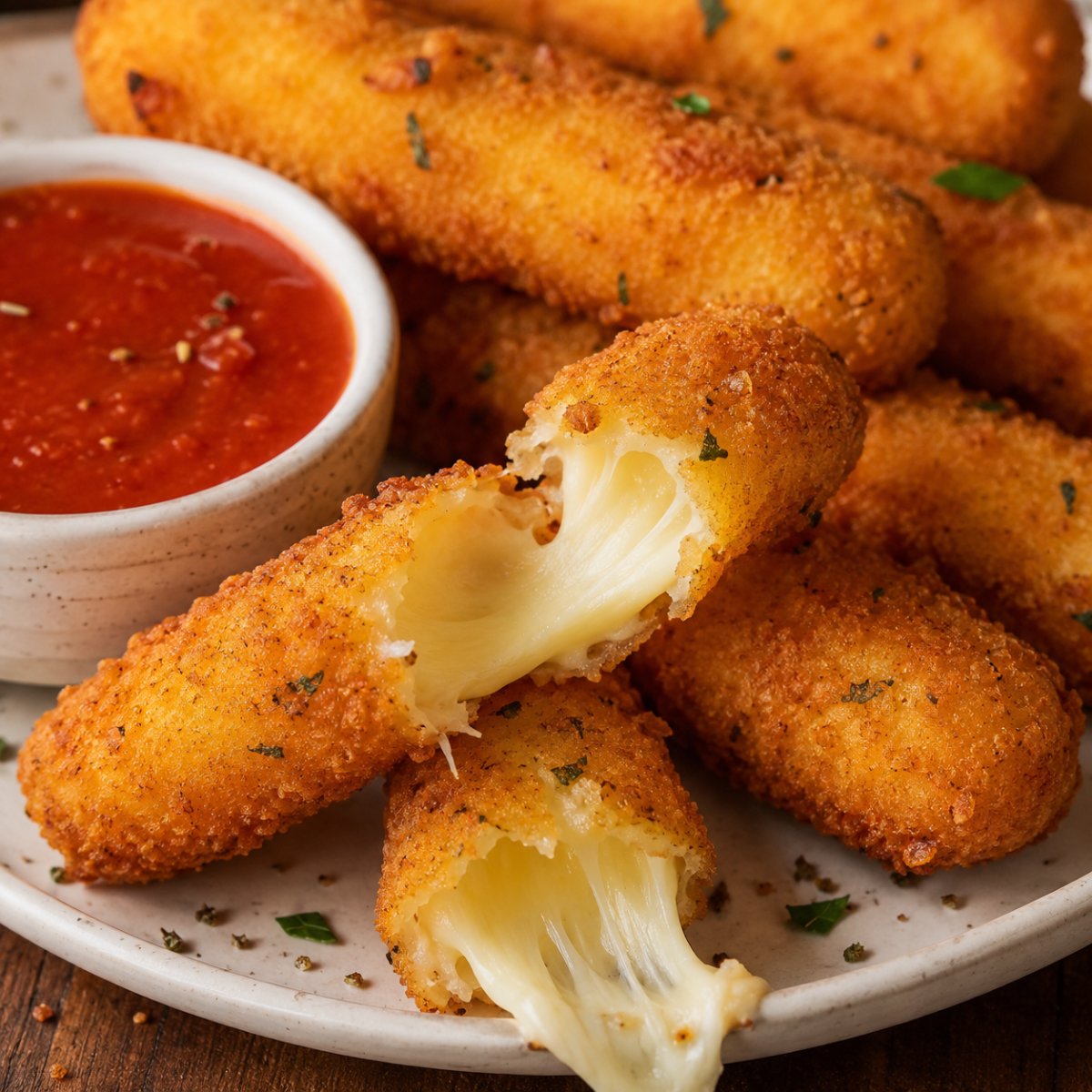 Bâtonnets de mozzarella au air fryer : coulants et dorés