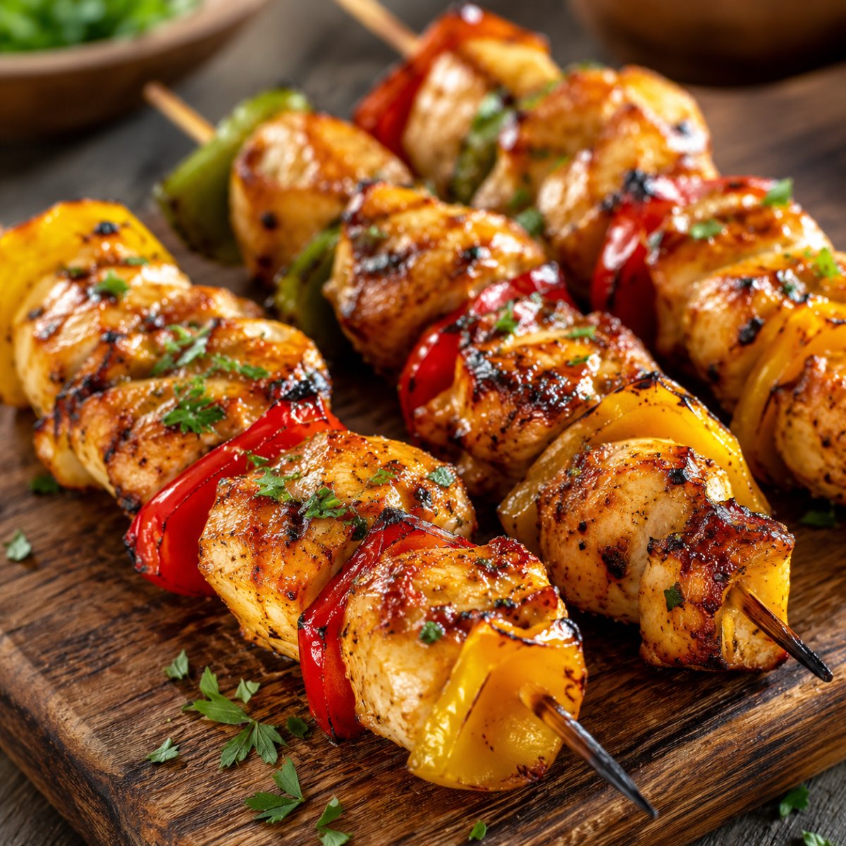 Brochettes de poulet au air fryer : marinées et dorées