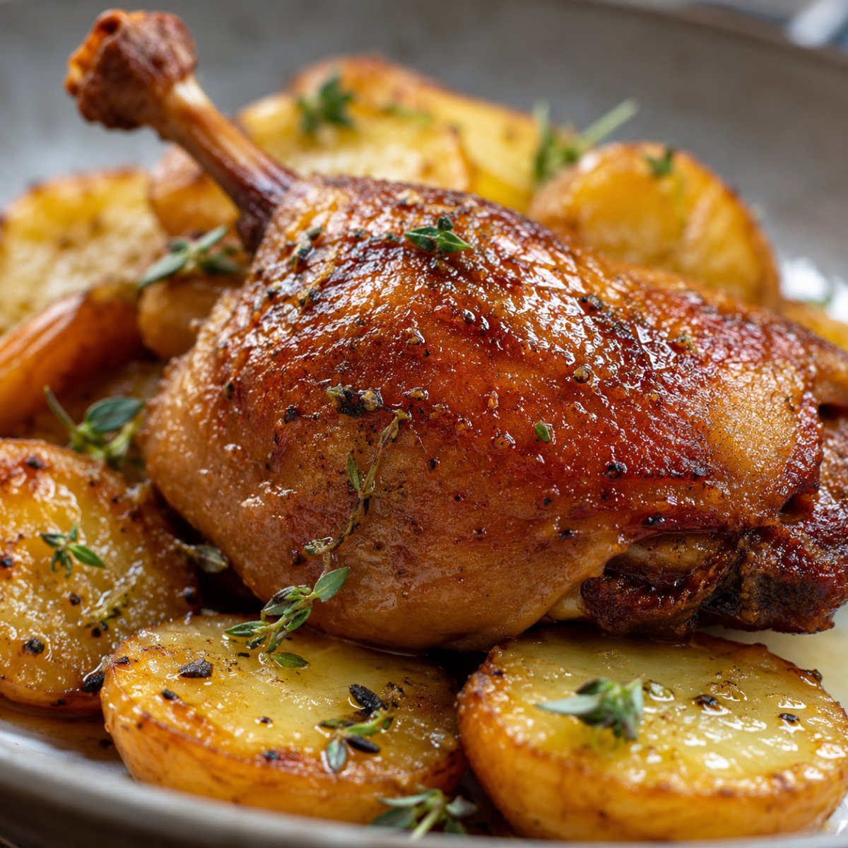 Cuisse de canard confite au air fryer : peau croustillante