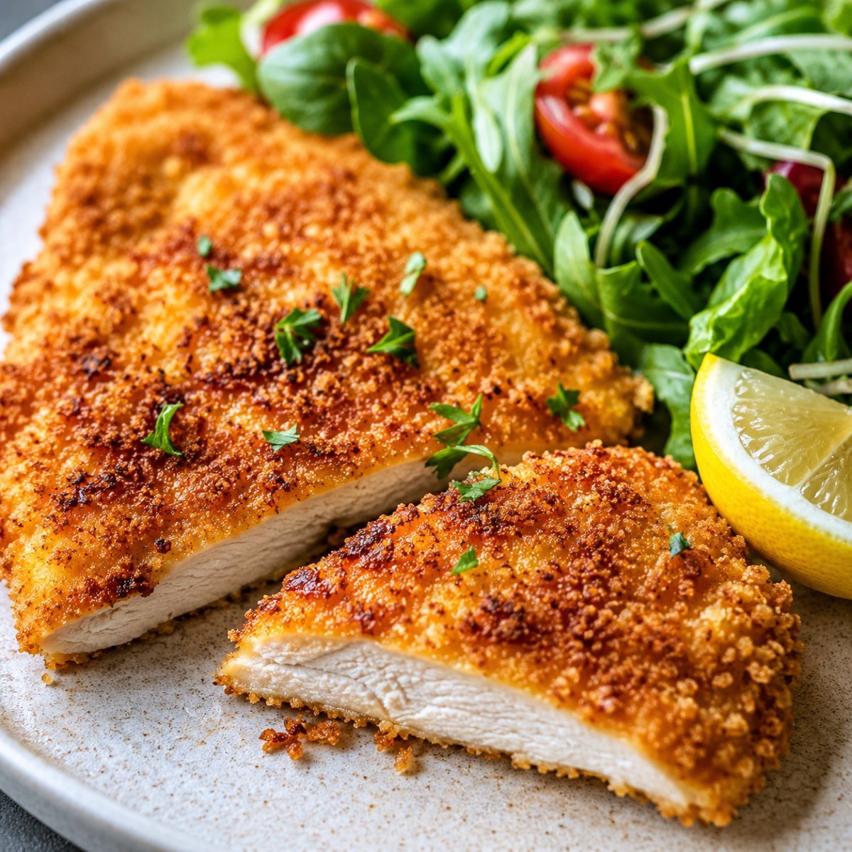 Escalope de poulet au air fryer : moelleuse et dorée