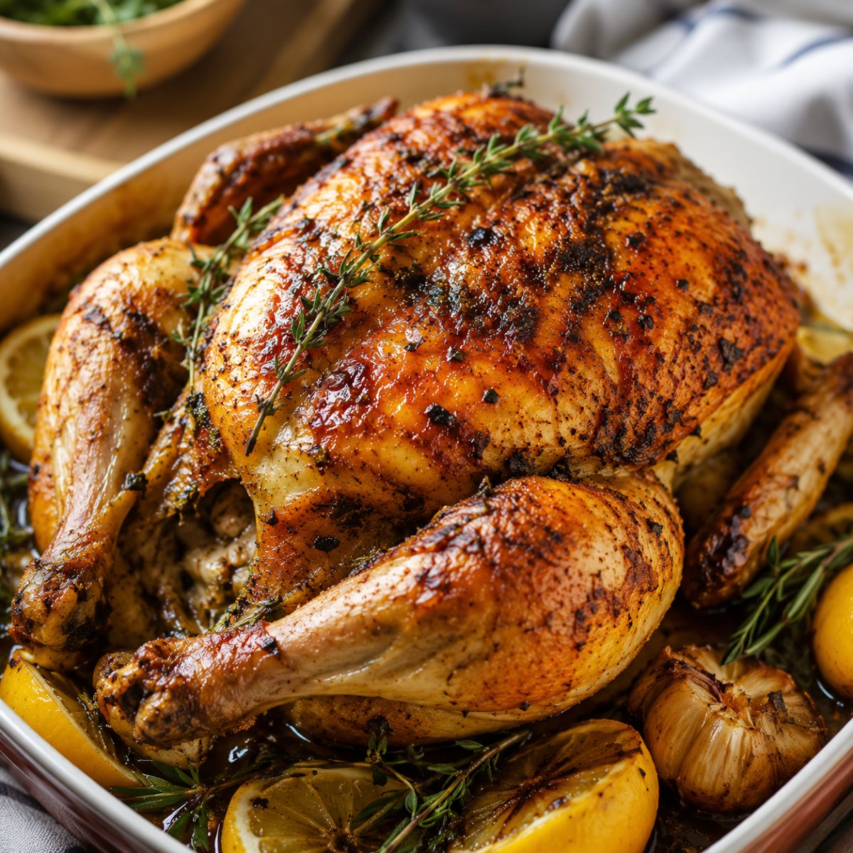 Poulet entier au air fryer : doré et juteux