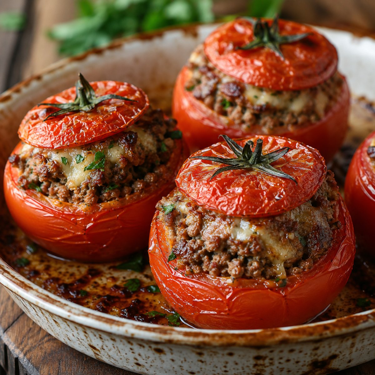 Tomates farcies au air fryer, fondantes et dorées